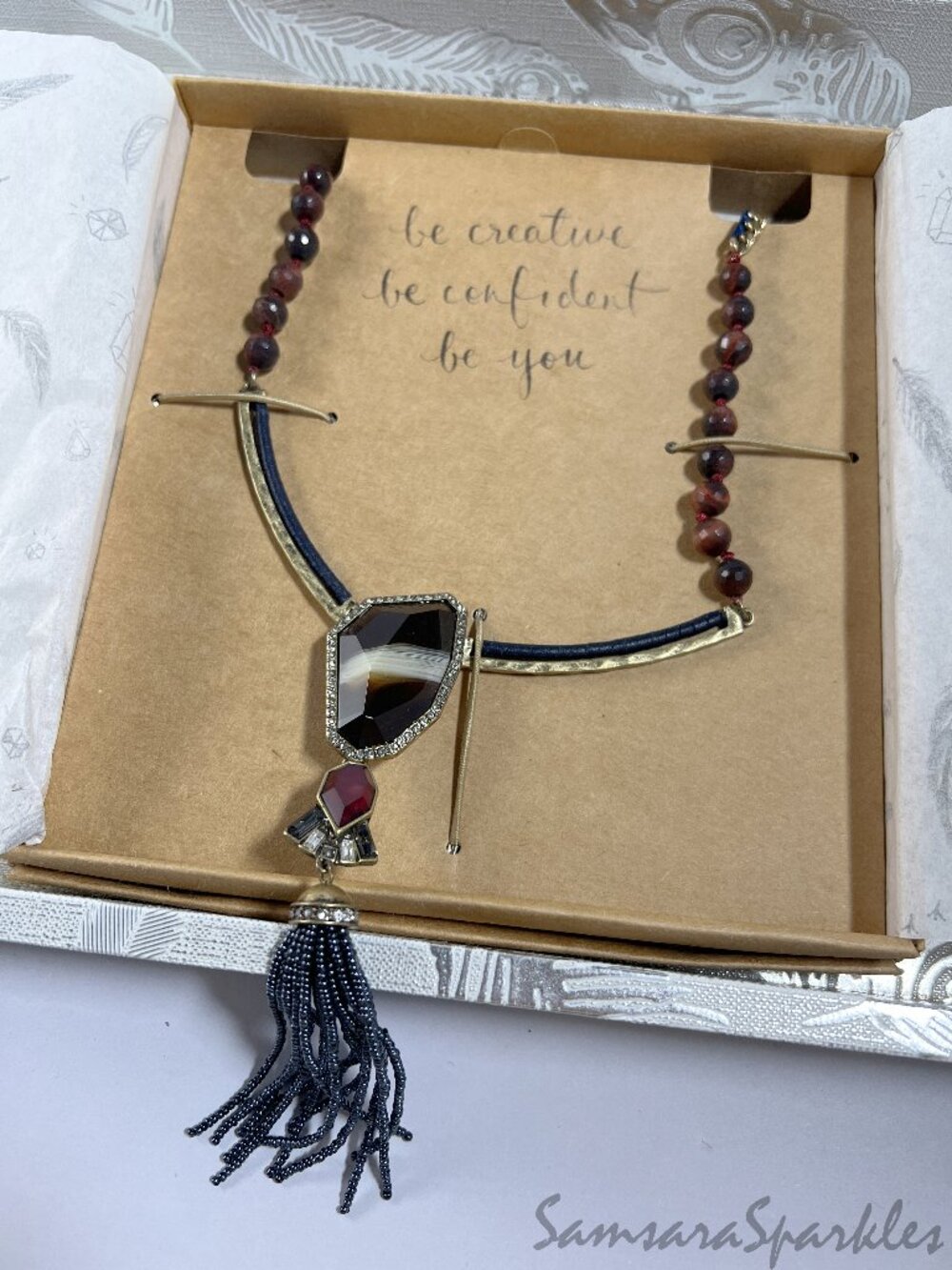 Chloe + Isabel Long Tassel Agate Statement Necklace